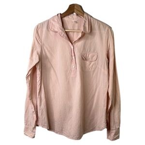J Crew Womens Size Small Popover Collared Blouse Pink Cotton Coastal Preppy